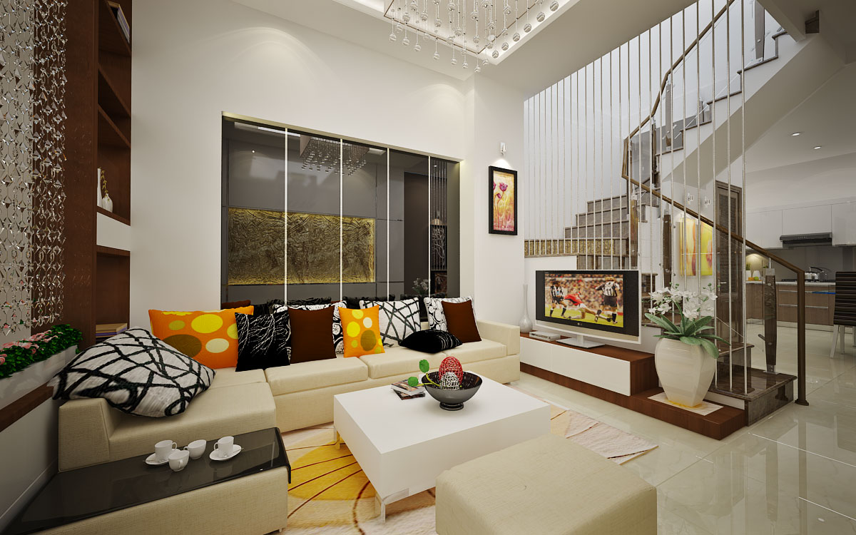 Thiết kế phòng khách đẹp với những gam màu nổi bật